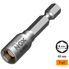 Головка торцевая NOX магнитная  6х48мм, 1 шт карта NUT SETTER